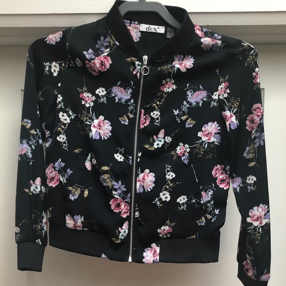 🇨🇦🍁Chic Dex Girl's Floral Bomber Jacket Size S🇨🇦🍁